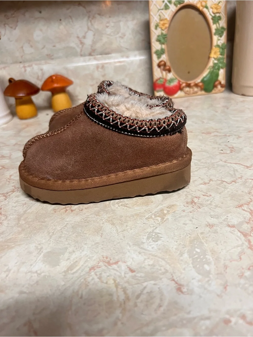 Kids Brown Suede Slip-On Shoes